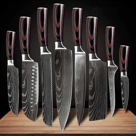 Senken Knives 8-piece Premium Japanese Kitchen Knife Set includes the following 8" Chef Knife. . Senken knives